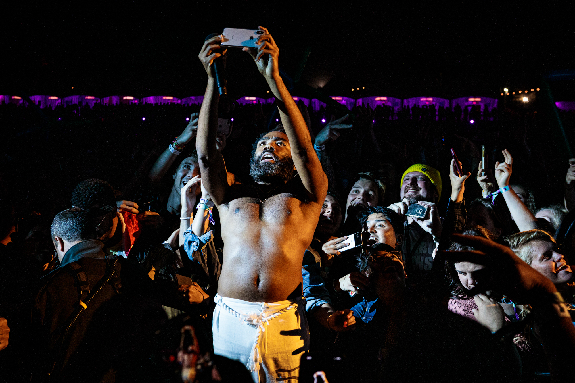 Childish Gambino takes selfie with fans at Outside Lands Festival August 10, 2019.